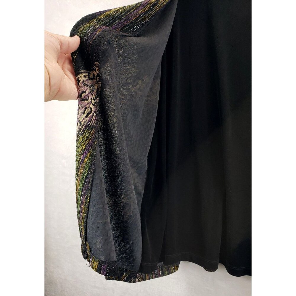 Women’s Cardigan Camisole Set 2x Black Purple Shimmer MJ Collection Mardi Gras - Picture 3 of 15